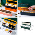 4 Compartment Spice Storage Box with Lid and Spoons Modern Kitchen Seasoning Organizer